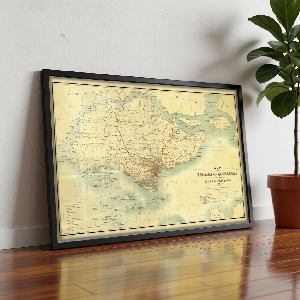 Singapore :: Singapore Vintage Map - Poster Hub